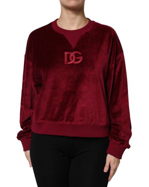 Dolce & Gabbana Velvet Sweatshirt Met Borduursel Logo - Rood