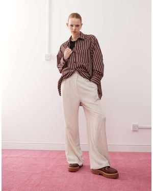 Collusion Relaxed Woven Pant With Linen - Pink