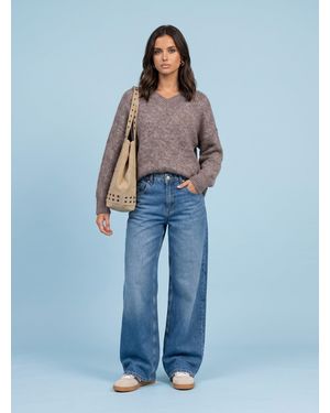 Urban Bliss Wool Blend V Neck Jumper - Blue