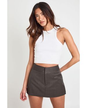 Boohoo Tailored Pocket Front Skort - White