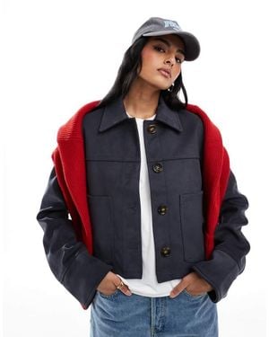 ASOS Top Collar Premium Faux Suede Jacket - Red