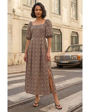 D.u.s.k Animal Print Midi Dress - Brown