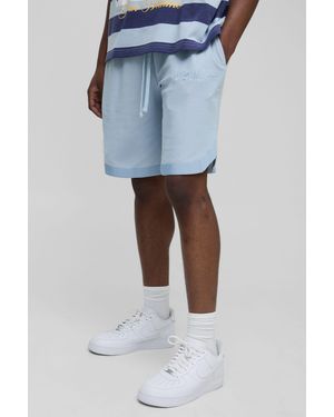 BoohooMAN Homme Mid Length Pique Basketball Shorts - Blue