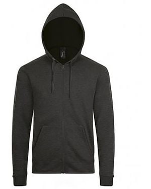 Sol's Stone Zip Up Plain Hoodie Marl) - Black