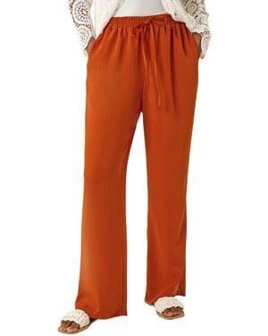 Roman Elastic Waist Wide Leg Pocket Trouser - Orange