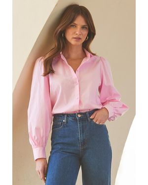 Sosandar Soft Relaxed Fit Shirt - Pink