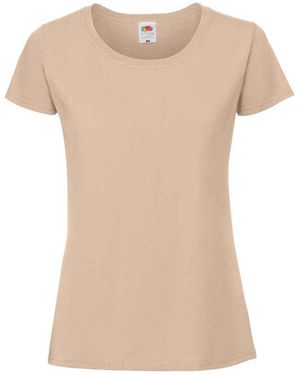Fruit Of The Loom Ladies Fit Ringspun Premium Tshirt (Desert) Cotton - Natural