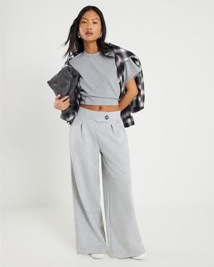 River Island Trousers Petite Tailored Zipped Button - Grey