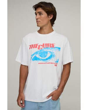 BoohooMAN Oversized The Cure Tour License Print T-Shirt - Blue