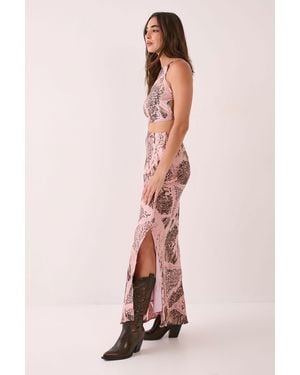 Nasty Gal Animal Burnout Maxi Skirt - Pink