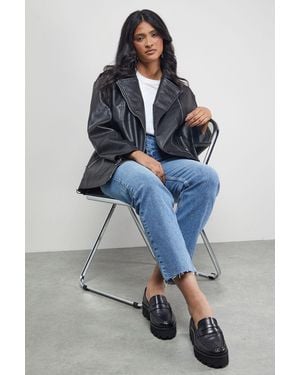 Faith Beatie Leather Penny Chunky Creeper Loafers - Blue