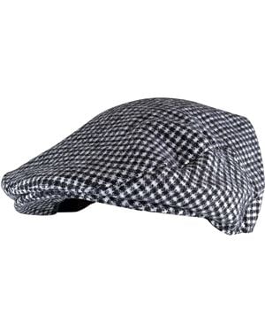 Sock Snob Checked Wool Blend Traditional Flat Cap - Grey