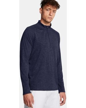 Under Armour Tech Textured 1/2 Half Zip Training Drill Top Midnight 1382797 - Blue