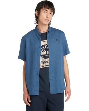 Timberland Mill Brook Linen Short-Sleeve Shirt - Blue
