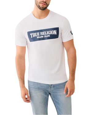 TRUE RELIGION 700165 T Shirts Crew Neck Short Sleeve Summer Soft Cotton Tee - Blue