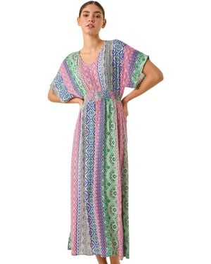 Roman Boho Stripe Maxi Dress - Blue