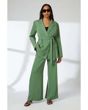 PRINCIPLES Belted Relaxed Double Breasted Blazer - Green