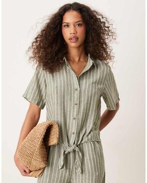 Jdy Knot Front Shirt Co-Ord - Brown