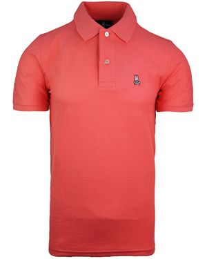 Psycho Bunny Classic Polo Short Sleeve Cotton Top B6K001B1Pc Coral - Red