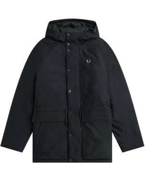 Fred Perry Padded Zip Through Jacket Nylon - Blue