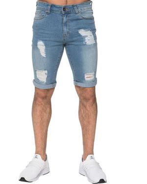 Enzo Ripped Skinny Shorts - Blue