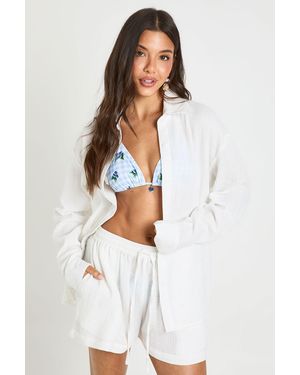 Boohoo Elasticated Waist Beach Short - White