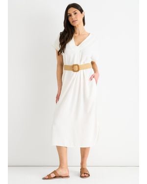 Gini London Air Flow Belted Oversized Dress - White