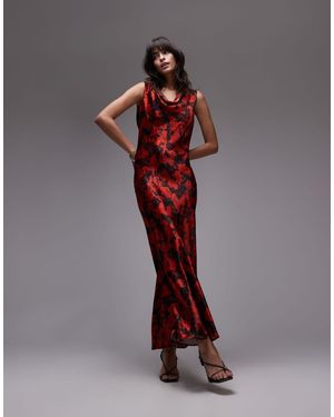 TOPSHOP Built Up Cowl Neck Maxi Dress - Brown