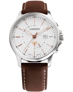 Junkers Original 6842-4 Quartz Watch Classic Bauhaus Design Minimalist Dial With Date Display Sapphire Crystal - Grey