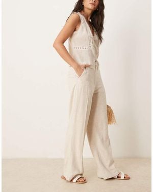 Abercrombie & Fitch High Rise Straight Leg Trousers - Natural