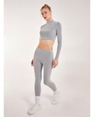 Pink Vanilla Two Tone Rib Leggings - White
