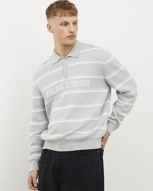 River Island Jumper Regular Fit Palais Studios Rugby Cotton - Grey