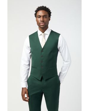 Alexandre Silver Label Slim Fit Italian Super 100''s Bottle Twill Waistcoat Wool - Green