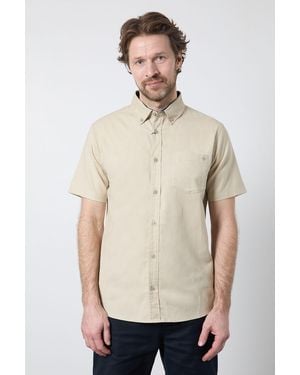 MAINE Stone Short Sleeve Linen Blend Shirt - Natural