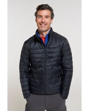 Mountain Warehouse 'Featherweight' Down Jacket Water Resistant Puffer Full Zip Winter Coat Polyamide - Blue