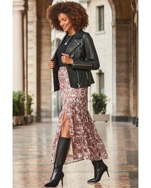 Sosandar Blush Paisley Print Maxi Skirt - Brown