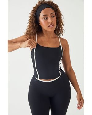 DSGN Studio Sculpt Contrast Piping Vest Top - Black