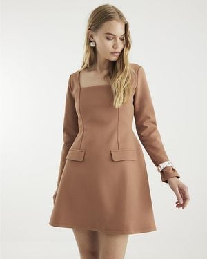 River Island Mini Dress Long Sleeve Square Neck - Brown