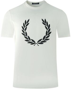 Fred Perry Large Flock Laurel Wreath Logo T-Shirt Cotton - Grey