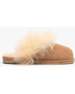 Shepherd Evelina Sheepskin Mules Chestnut - Natural