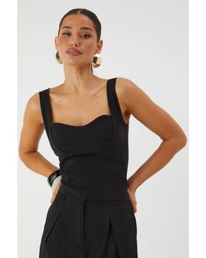 MissPap Corset Detail Bodycon Top - Black