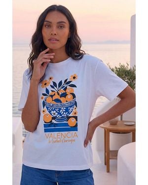 Roman Cotton Valencia Fruit Print T-Shirt - Blue