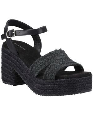 Hush Puppies Jamelia Espadrille Hak Textiel Dames Zwarte Sandalen