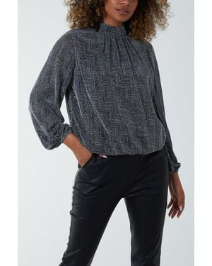 Blue Vanilla Puffball High Neck Top - Blue