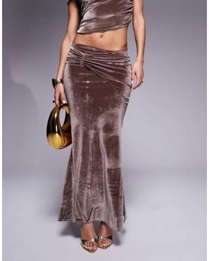 ASOS Co-Ord Velvet Drape Fishtail Maxi Skirt - Purple