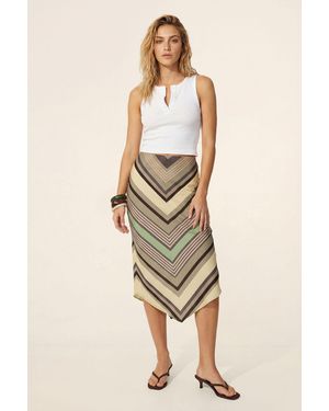 Nasty Gal Placement Stripe Pointed Hem Midaxi Skirt - Natural