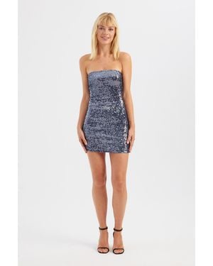 Hiccup Sequin Strapless Mini Dress - Blue