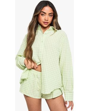 Boohoo Gingham Shorts - White