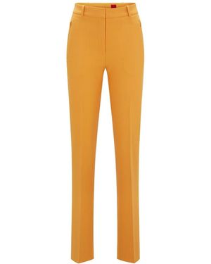 HUGO Hinovi Solid Patterned Straight Trousers - Orange