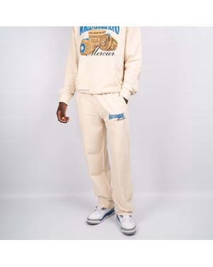 Mercier Drawcord Waist Embroidered Joggers - White
